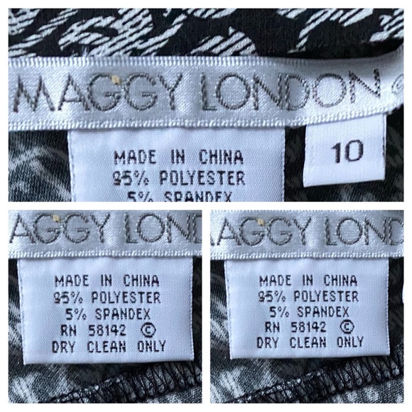 Maggy London Black Print Dress SZ 10 - Picture 13 of 13